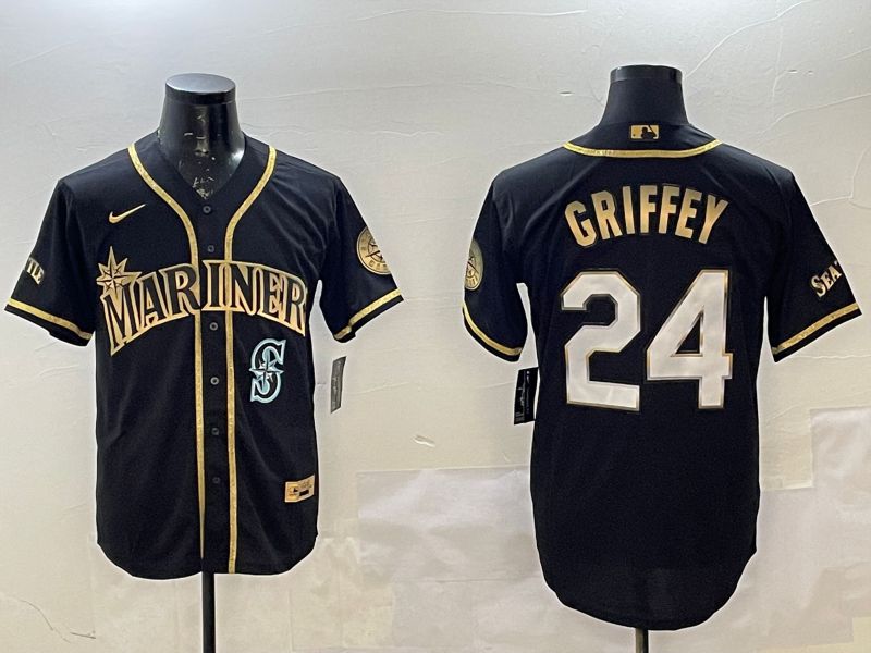 Men Seattle Mariners #24 Griffey Black Gold Game 2025 Nike MLB Jersey style 4